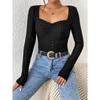 Embroidered Eyelets Pleated Chest Lace Decorative T-Shirts Women’s