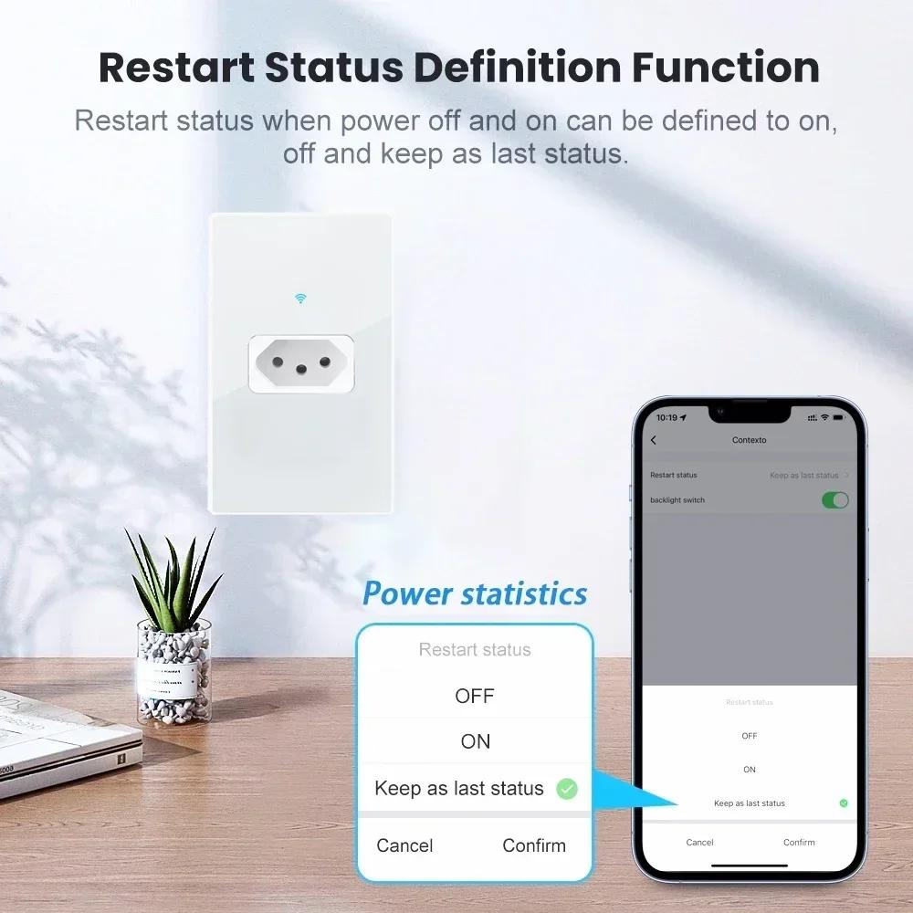 Melery Бразилия Tomada Wifi Smart Tuya настенная розетка Power Monitor 20A розетка закаленное сенсорное стекло панель от Alexa Google Home