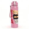 1PC RELA Teddy Bear Letter Graphic 750ml Color Plastic Sports Water Bottle Leakproof Flip Straw Lid Suitable for Sports Office Home Use