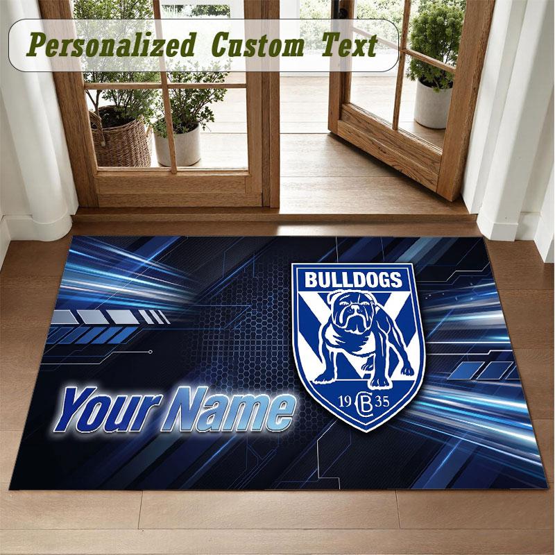 Crystal Velvet Square Rug Custom NameCanterbury-Bankstown Bulldogs Pattern Non Slip Home Floor Decor Rug