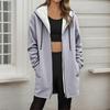 Женский модный свободный кардиган на молнии с флисовым капюшоном