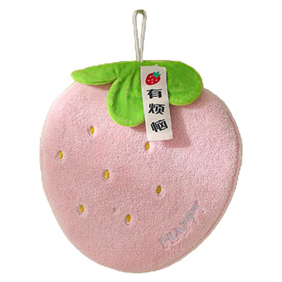 Coral Velvet Hand Towel Soft Absorbent Cartoon Fruit Design with Hanging Rope Quick Drying Household Lazy Hand Wipes Towel