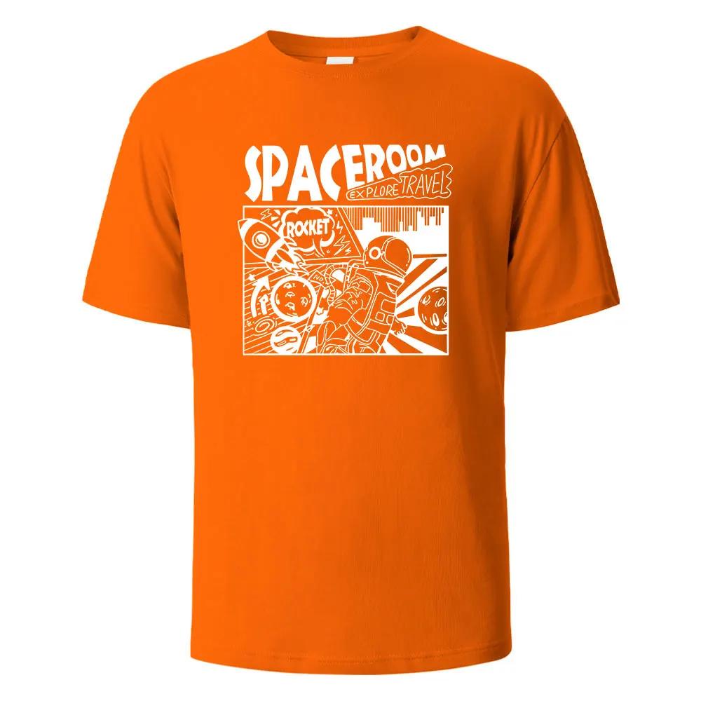 Мужская футболка с принтом Spaceroom Funny 100% хлопок оверсайз с коротким рукавом футболки для мужчин женщин летняя мода повседневные топы с круглым вырезом