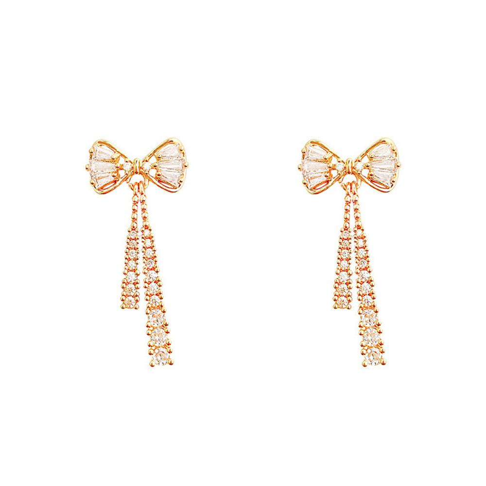 Fashion Bow Crystal Zircon Earrings For Women Trendy Party Jewelry Ear Accessories Valentine's Day Gift