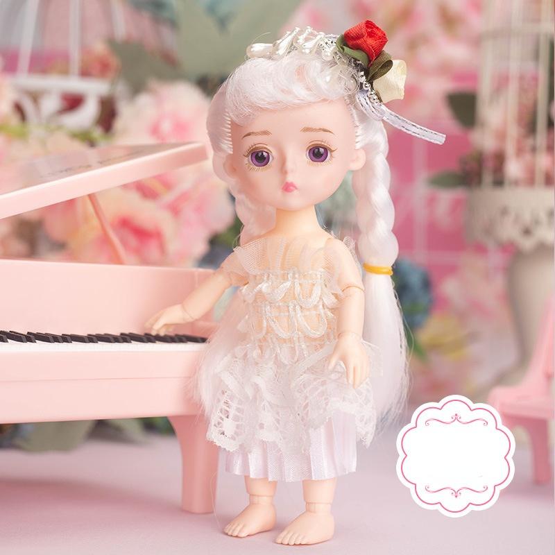 Мини-подвижная 13-шарнирная кукла 15 см, игрушка для девочек, 3D большие глаза, BJD принцесса, полная одежда, коллекция платьев, детская кукла в подарок