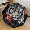 1pc Tiger Floral Decor Automatic Folding Umbrella - Compact 8-Rib Design,Perfect Gift for Friends & Family yy250926059