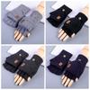 Solid Color Fingerless Gloves Thick Half-finger Gloves Warm Knitted Gloves  Winter