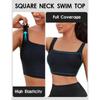 CHARMLEAKS Женский топ бикини с квадратным вырезом, быстросохнущий купальный костюм с защитой UPF 50+, только верхняя часть