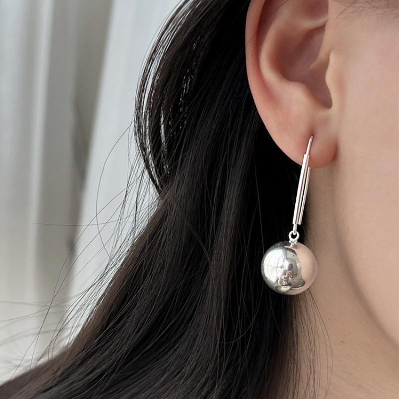Серьги-подвески с круглыми шариками: Крючки из серебра 925 пробы в стиле ретро для женщин - Хип-хоп шарм и украшения на удачу