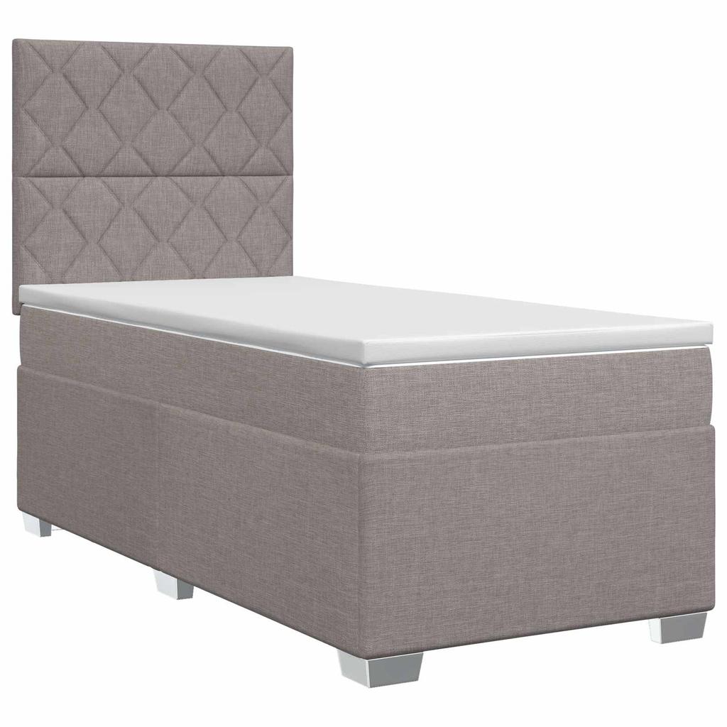 Box Spring Bed with Mattress and Headboard Taupe 80 x 200 cm Fabric