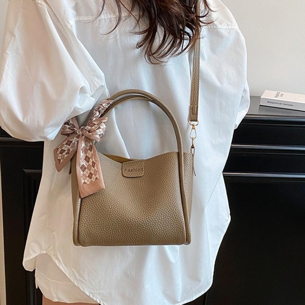Minimalist Pu Leather Bucket Bag Solid Color Women 's Handbag Casual Crossbody Bag Women