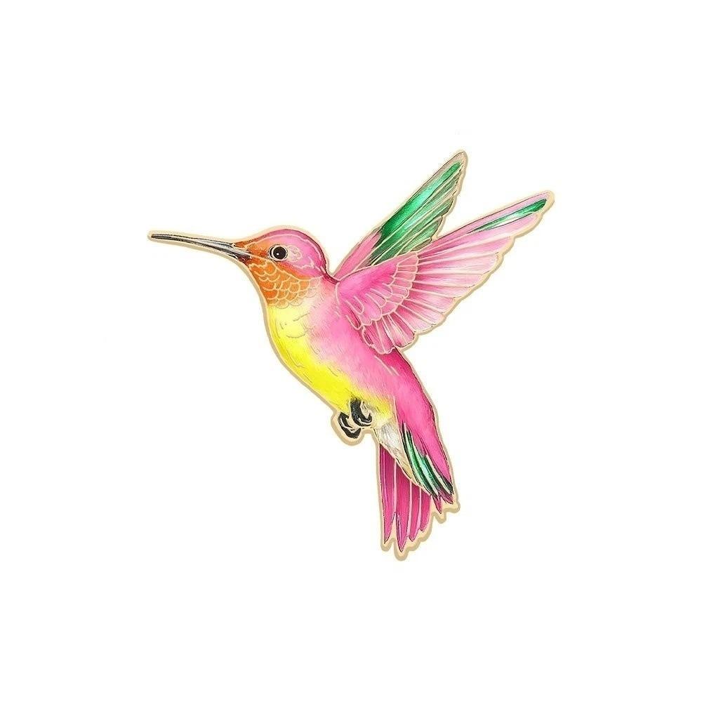 Vintage Bird Badge Pin Animal Bird Metal Pin Cute Hummingbird Enamel Brooch Female