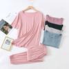 Spring and Summer Women's Modal Pajamas Two-piece Short-sleeved Trousers Colorful Large Size Casual Home Wear Set