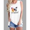 Майка с принтом бабочки, повседневный топ без рукавов с круглым вырезом на весну и лето, женская одежда