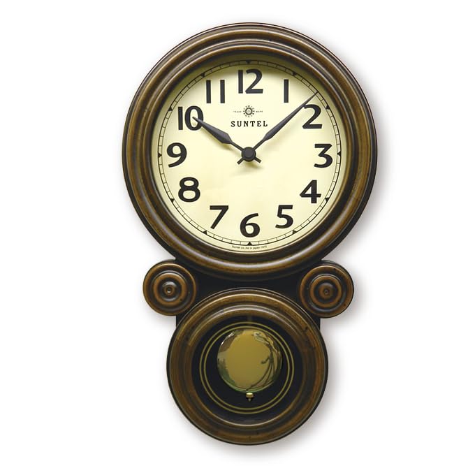 Santeru QL676-A, Сделано в Японии, Мини-часы-маятник Дарума (Арабские буквы), Античный коричневый