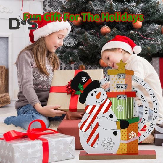 Рождественский вечный календарь, деревянный диск, вечный календарь, ручной вращающийся деревянный блок, настольный календарь для домашнего офиса