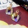 New Fashion Block Diamond Earrings for Women Girl Gift Jewelry Wholesale