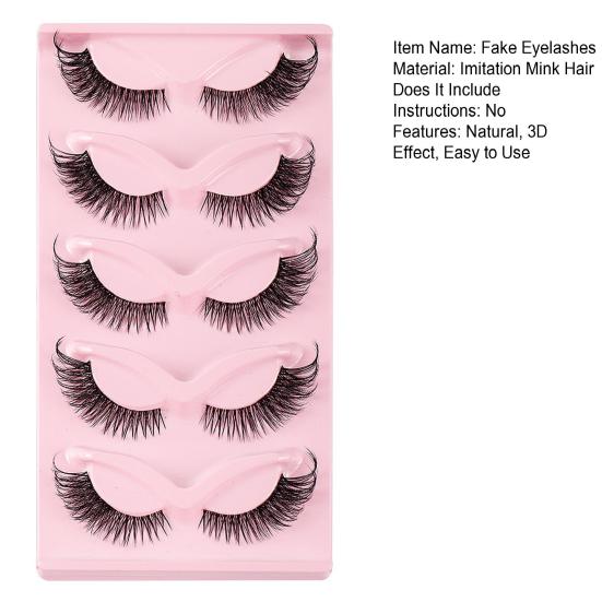 5 пар кошачьих ресниц с натуральным 3D-эффектом, простые в использовании, очаровательные, густые, вьющиеся, имитирующие макияж, накладные ресницы