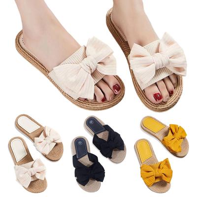 Женские сандалии на плоской подошве с открытым носком, летние шлепанцы в стиле бохо, пляжные сандалии, домашняя обувь слипоны для женщин для помещений и улицы