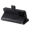 For iPhone 16 Pro Case Zipper Wallet PU Leather Rhombus Grid Phone Cover