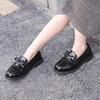 Girls' British Style Black Leather Princess Shoes with Soft Soles for Spring and Autumn