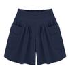 Women's Fashion Summer Spring Loose Casual Solid Color Print Elastic Waist Shorts Beach Shorts Breathable Wide Leg Shorts EMA