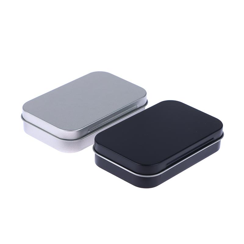 1Pc Survival Kit Small Empty Tinplate Silver Black Flip Storage Box Organizer For Money Coin Candy Key Cigarette Sealed Box