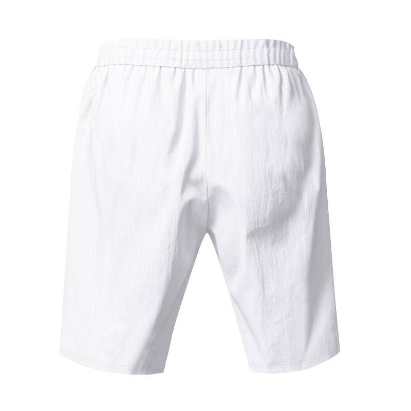 Men's Linen Trousers Summer Shorts Beach Casual Loose Straight Five Sports Shorts Man
