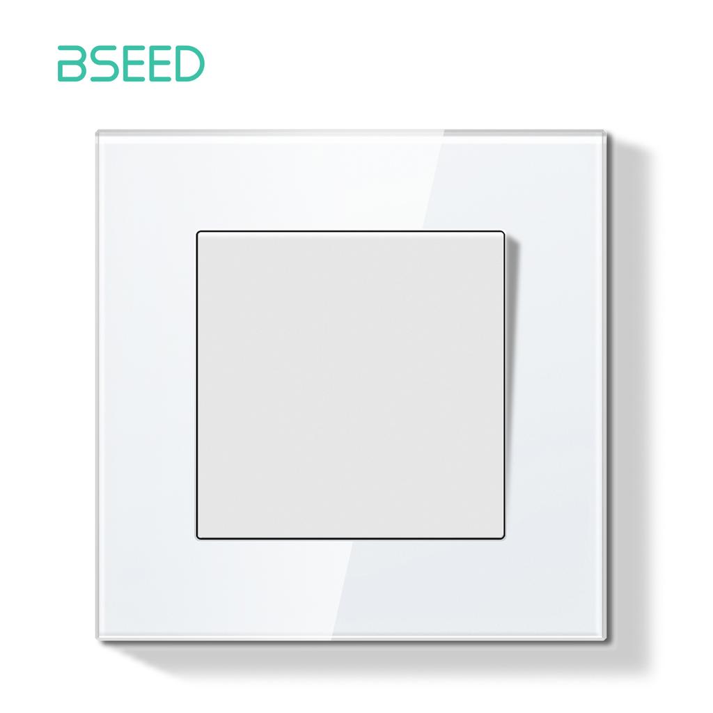 BSEED Switch Light Switch White Glass Frame Wall Power Sockets USB-C Phone Charge E-Series EU Standard 1 Way