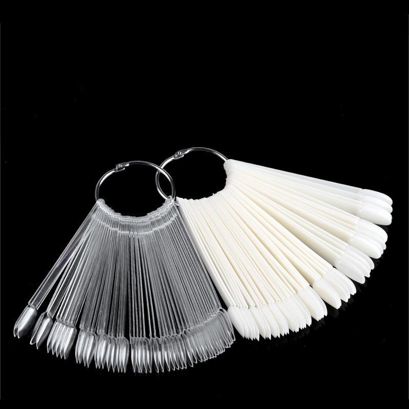 Цветовая карта из 50 веерообразных лаков для нейл-арта с японской круглой головкой - натуральные прозрачные оттенки