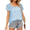 Summer Women's T-shirt Square Neck Lace Hollow Casual Loose Short-sleeved Chiffon Shirt