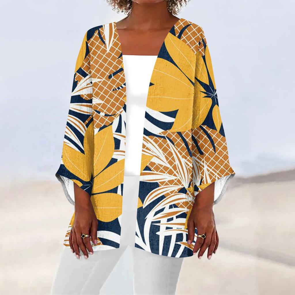 Женская повседневная модная легкая куртка средней длины с принтом, кардиган