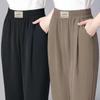 Mom's Straight Leg Casual Pants Elastic Waist Harem Style Nine-Split Plus Size Cool Pants