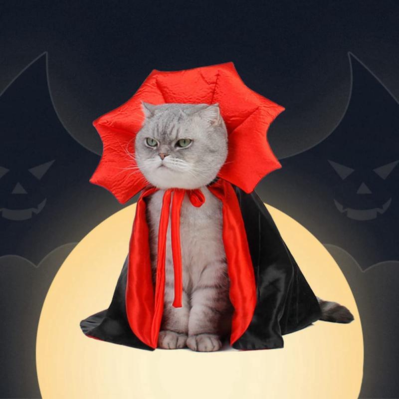 Pet Cat Halloween Vampire Cape Cloak Soft Comfortable Lightweight Cosplay Outfit Costumes Pet