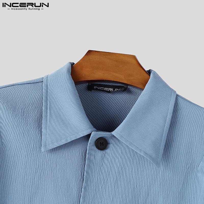 INCERUN Mens Oversized Long Sleeve Button Down Casual Loose Shirts