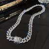 Men Cuban Link Chain Necklace Hip Hop Punk Bling Rhinestone Necklace 13MM