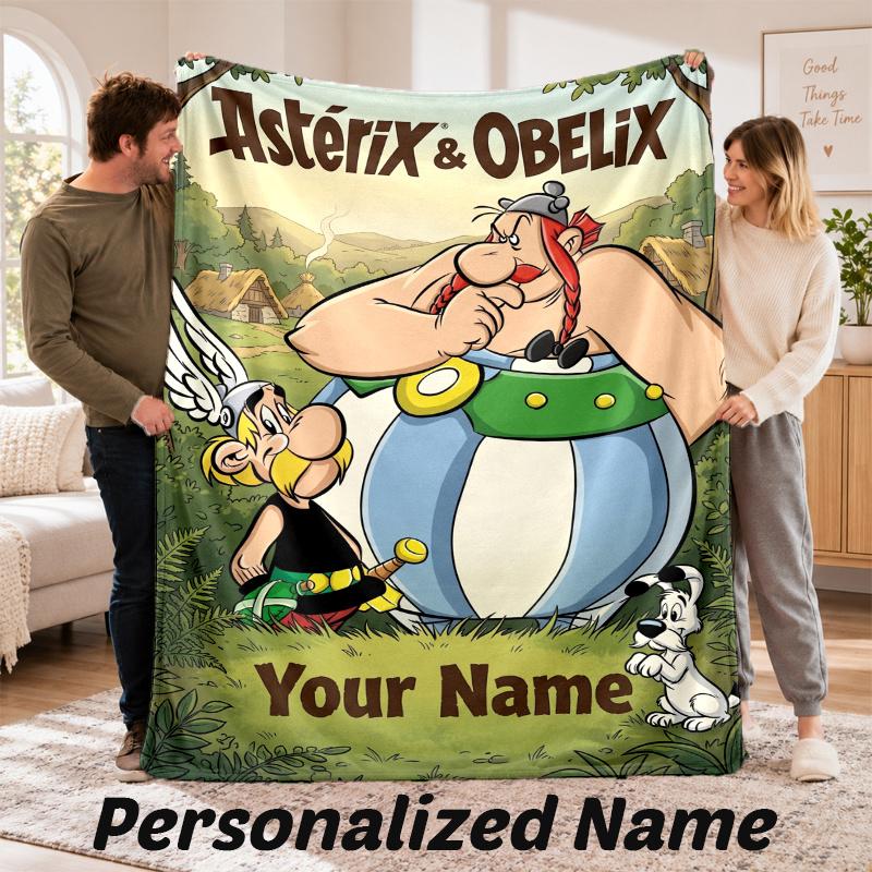Custom Name Asterix Flannel Throw Blanket Personalized Text Soft Blanket Bed Sofa Gift