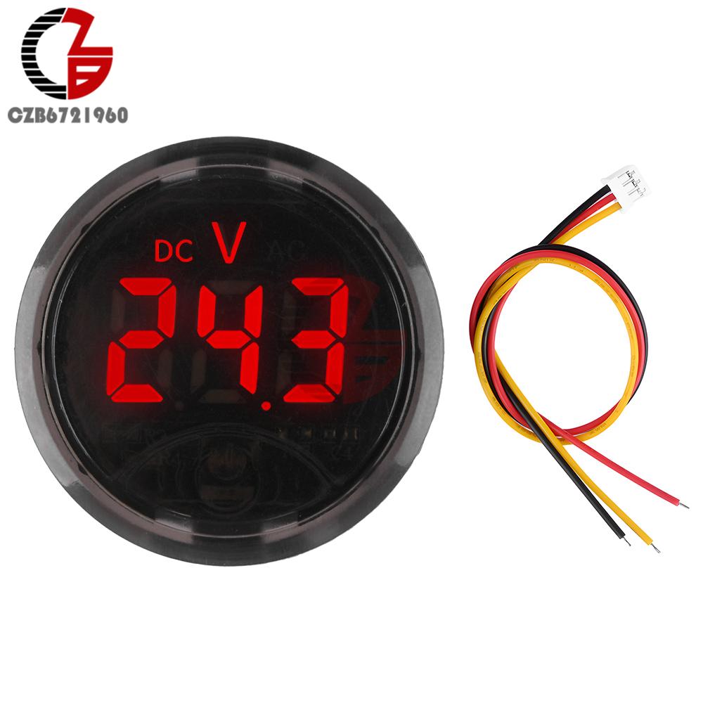 DC 7-120V DC 0-120V Светодиодный Дисплей Вольтметр Круглый Двух/Трехпроводной Панельный Вольтметр DC Сенсорный Тестер Напряжения для Автомобиля Лодки Морской