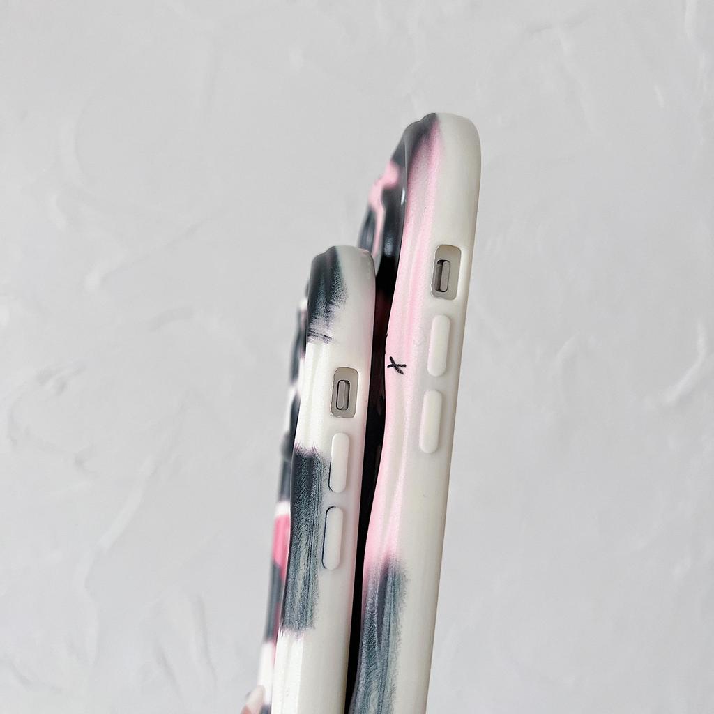 Милый силиконовый чехол для Infinix Hot 30i Xiaomi Redmi Note 12 11 iPhone 15 14 13 Samsung A54 A34 Funda окрашенный мультяшный черный точечный чехол Мягкий бампер из ТПУ