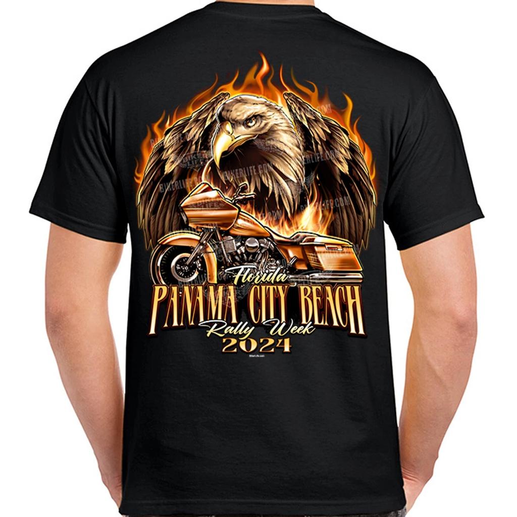 2024 Panama City Beach Rally Week Freedom Flame Bagger Biker T-Shirt