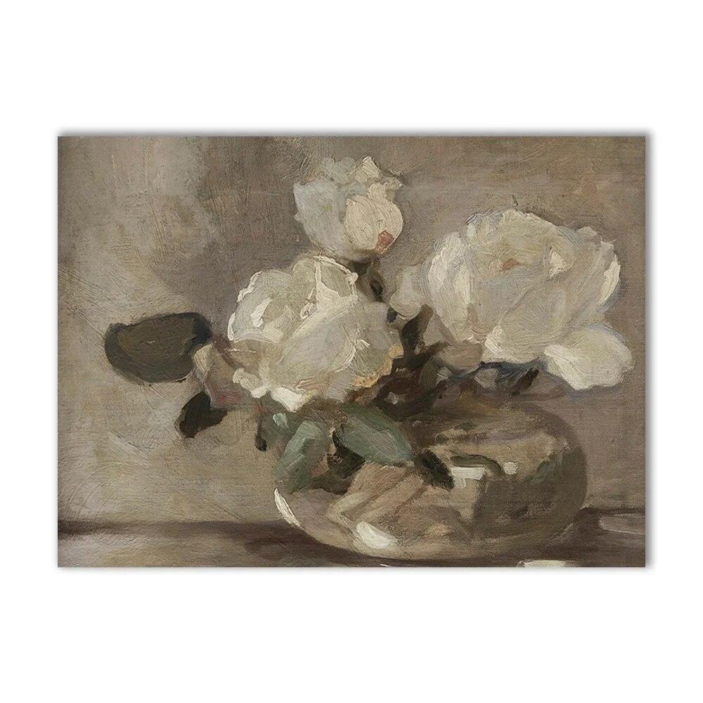 Винтажная галерея, настенный принт, озеро, облака, пейзаж, цветок, холст, картины, плакаты на скандинавскую тему и принты, украшение для гостиной, дома