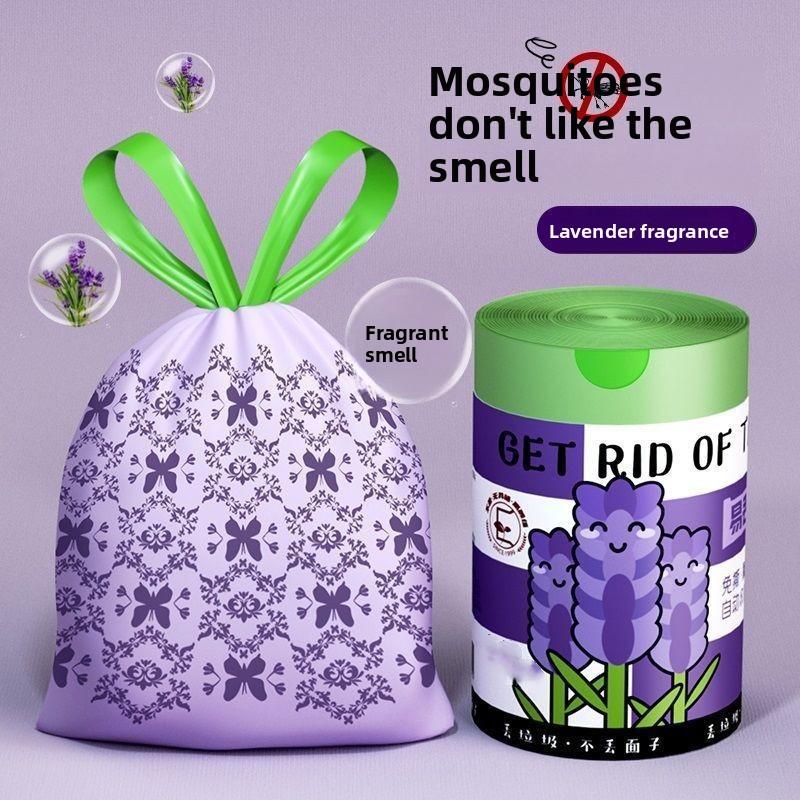 38/45/50PCS Purple Household Thickened Drawstring Garbage Bag Portable Automatic Closing Disposable Garbage Bag Kitchen