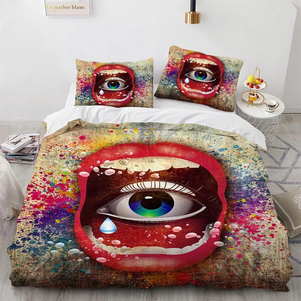 Пододеяльник Big Eye Пододеяльник Цветная Живопись Искусство Пододеяльник Королевский Размер для Подростков Взрослых Детей Полиэстер Комплект Постельного Белья
