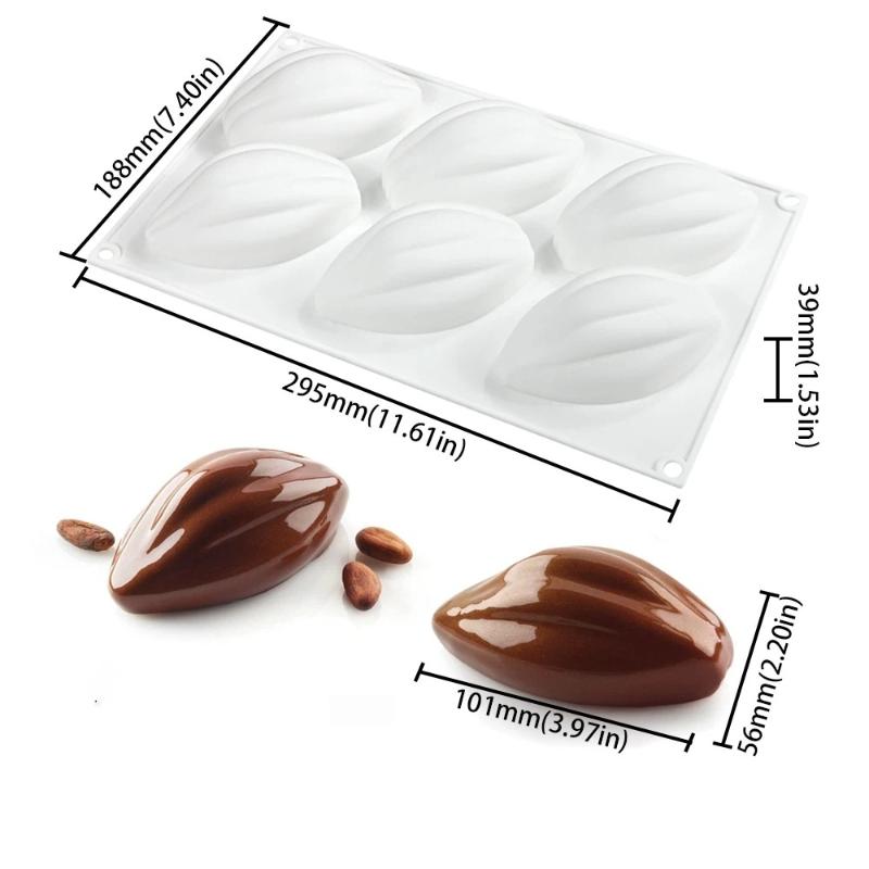 6-Cavity Silicone Mold Non-Stick Cocoa Fruit Baking Tool for Mousse Cake Olive Chocolate Desserts Food-Grade Pastry Mold