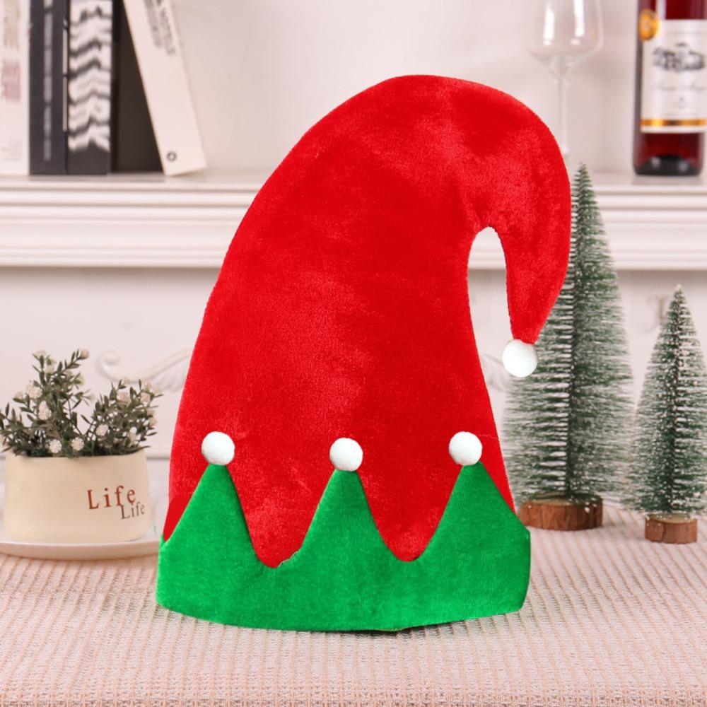 New Creative Ball Stripe Xmas Cap Soft Christmas Xmas Red Santa Elf Hat Party Supplies Winter Outdoor Christmas Hat