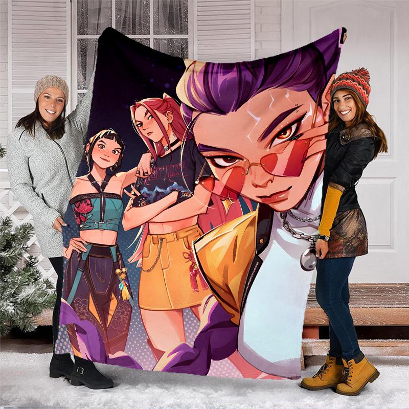1pc KPop22 Theme Blanket - Digital Print, Polyester, Cozy for All Seasons, Perfect for Outdoor, Camping, and Travel