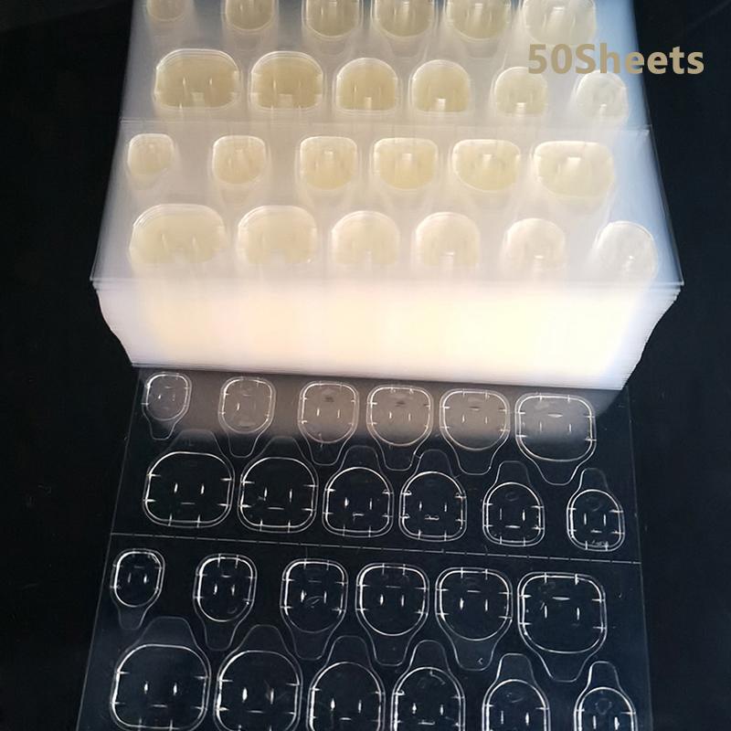 50 листов Двусторонняя клейкая лента Клей Наклейка Клей для накладных ногтей Для типсов накладных ногтей Прозрачная Желейная подушечка Накладные ногти Маникюр