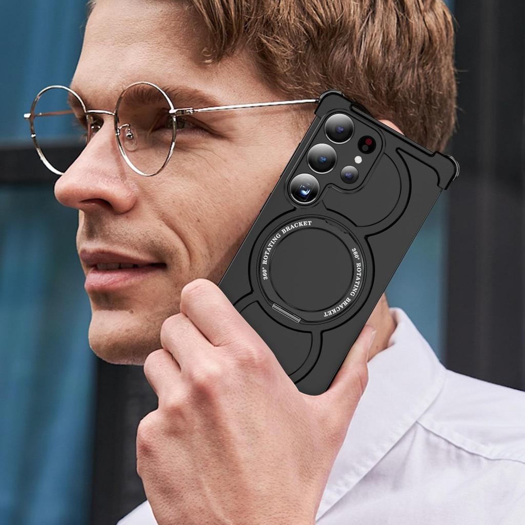 Чехол-подставка Samsung S25 Ultra с вращающейся металлической подставкой | Магнитная крышка из титанового сплава