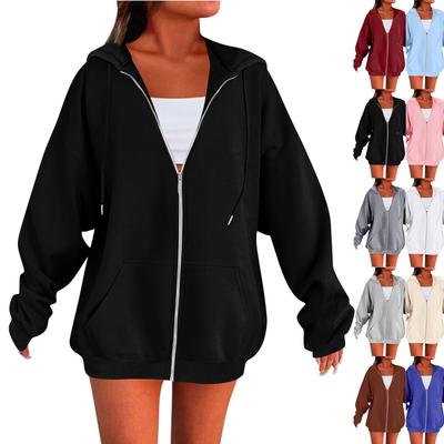 Женская однотонная толстовка на молнии, топы, повседневная куртка