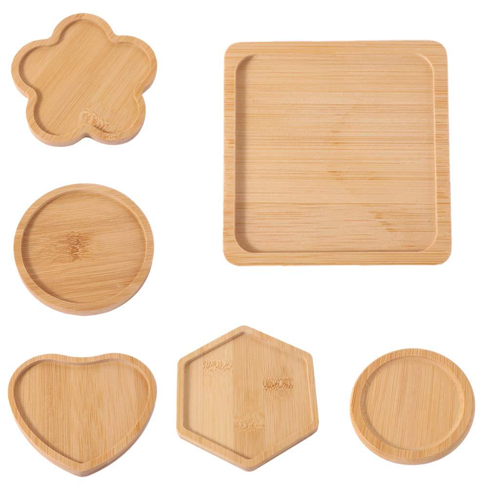 5pcs Natural Bamboo Coasters Creative Tea Cup Mats Crafts Insulated Placemat Dish